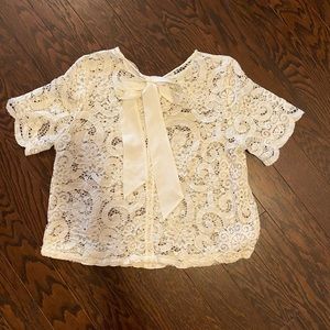 NANETTE LEPORE Cropped Ivory Lace Top